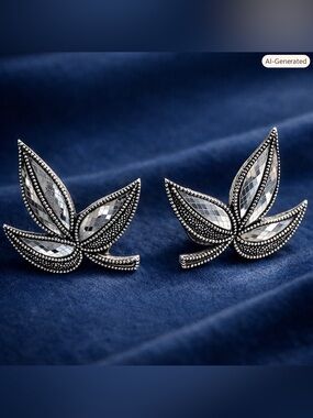 Vintage Japan Leaf Earrings – Post War Elegance. 1.5” in diameter, 5.9g.